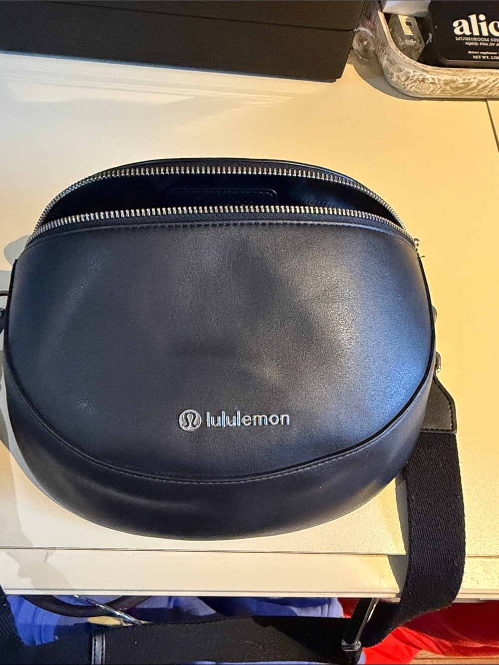 lululemon athletica Navy Leather Belt Bag